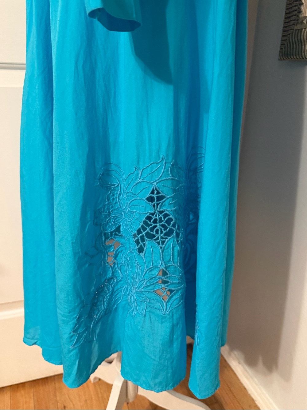 NWT Jade by Johnny Was Turquoise Long Sleeve Wrap-Front Midi Dress - Picture 9 of 13
